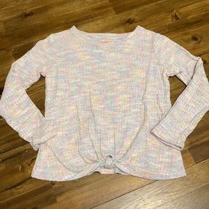 Colorful girl's blouse: pink, yellow, green, white, purple. Size: M 7/8.